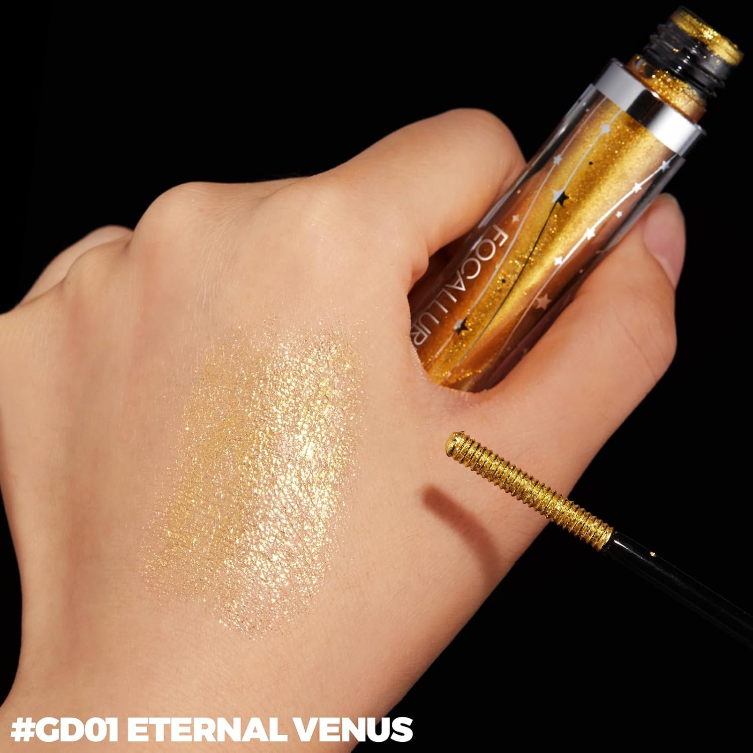 image:imageFOCALLURE Star Drifter Glitter Mascara Topper Long Lasting Quick Dry Soft Gel Classic Silver Shimmer Finish SV02 COMETARY BRUSTGD01 ETERNAL VENUS